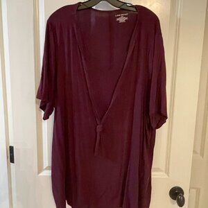 Lane Bryant Swing Top with Front Tie, Maroon